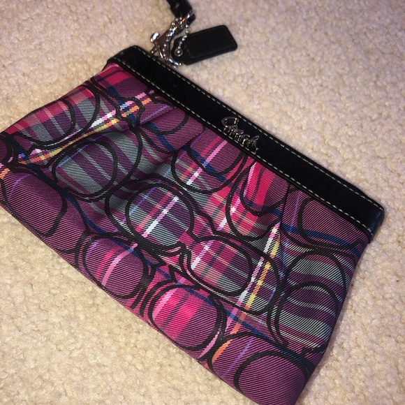 Multicolored Plaid Coach Wristlet - Picture 2 of 6